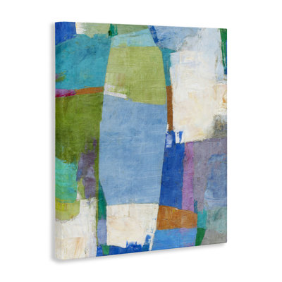 Toile abstraite brossée bleue, design par Suzanne Nicoll