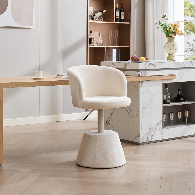 Tabouret de bar pivotant à 360 ° à hauteur réglable, chaise de salle à manger ronde rembourrée en chenille moderne, fauteuil de meuble-lavabo ergonomique pour chambre à coucher, îlot de cuisine et pub, paquet simple