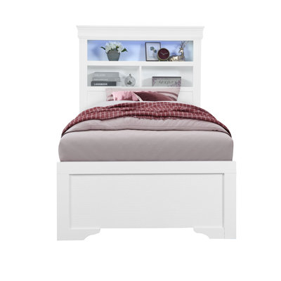 Pompei White Twin Bed With Bookcase Headboard
