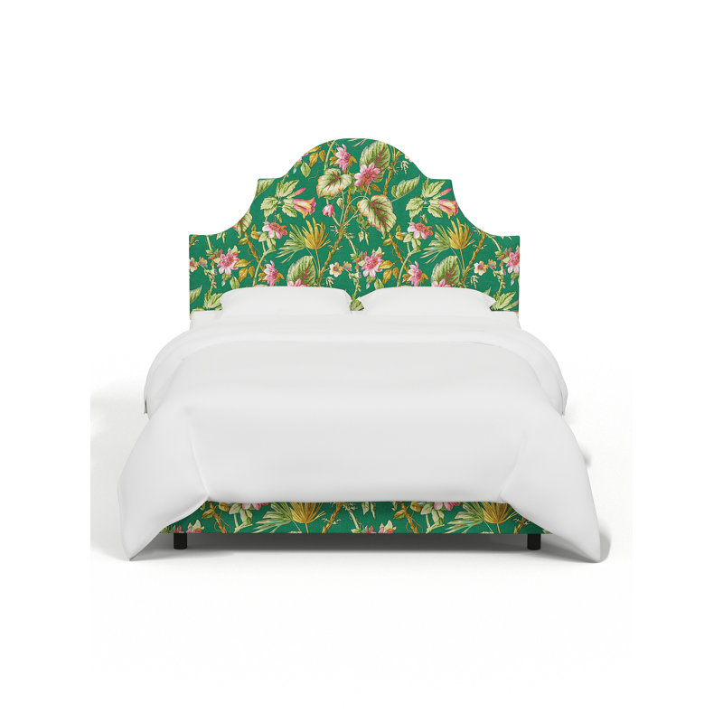 Red from Scalamandre Crafted by Cloth & Company Geneva Bed in Pattern, Scm Tropical Floral Green Linen, Queen