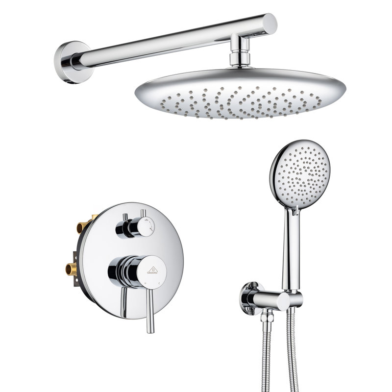 Rainfall Complete Shower System with 5-Setting Handheld Shower and Rough in Valve, Chrome