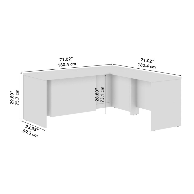 White Executive L-Shaped Corner Computer Desk