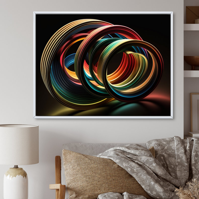 Arc-en-ciel néon objet 3D I - impression, Cadre flottant blanc, 12" H x 20" W