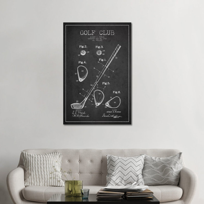 «Golf Club», brevet de charbon de bois, giclée sur toile tendue avec châssis, H 48 po x l 32 po