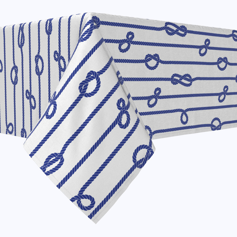 Rectangular Tablecloth, 100% Cotton, 52X104", Vertical Rope Knot Stripe, 84" L x 52" W