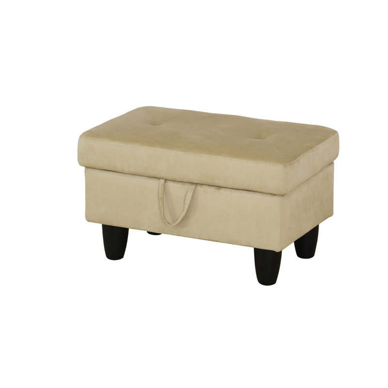 Repose-pieds de rangement rectangulaire 28,5 po Keevha, Microfibre/microsuède beige