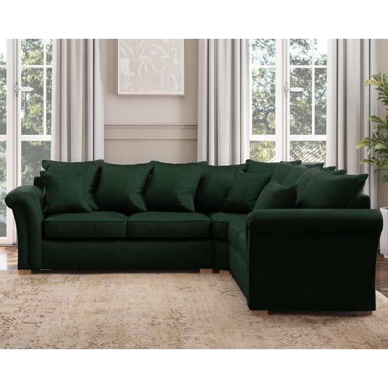 Castleacre Corner with two seats both sides, Scatter Back, Forest Green Polyester