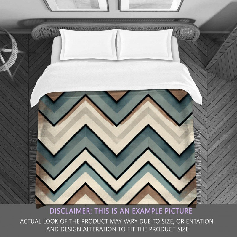 Checkered Comforter, Queen Comforter, Blue/Brown Chevron