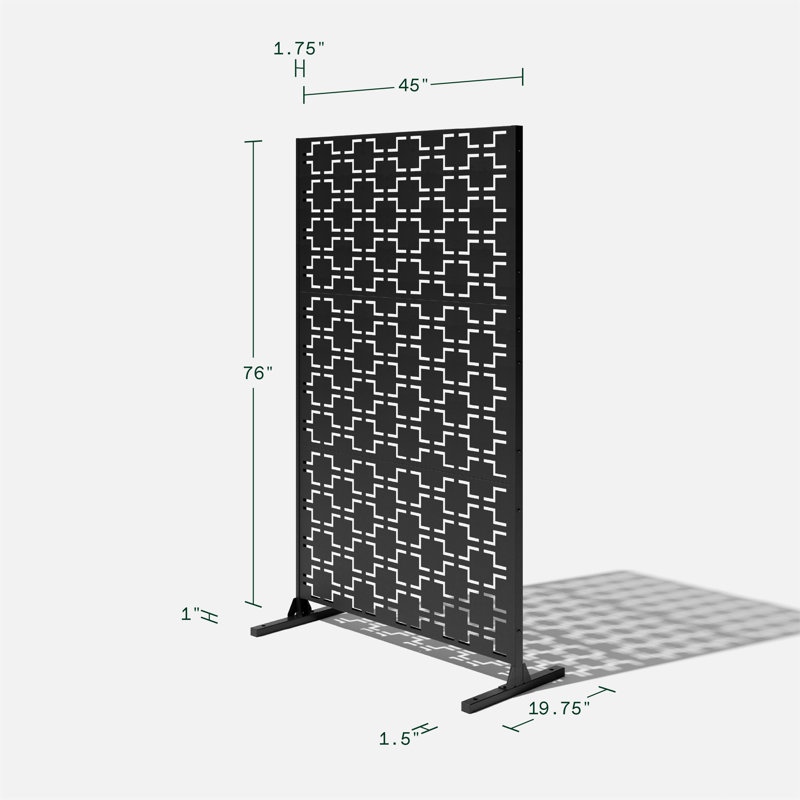 Quadra Pattern Black Steel and Plastic Privacy Screen Set