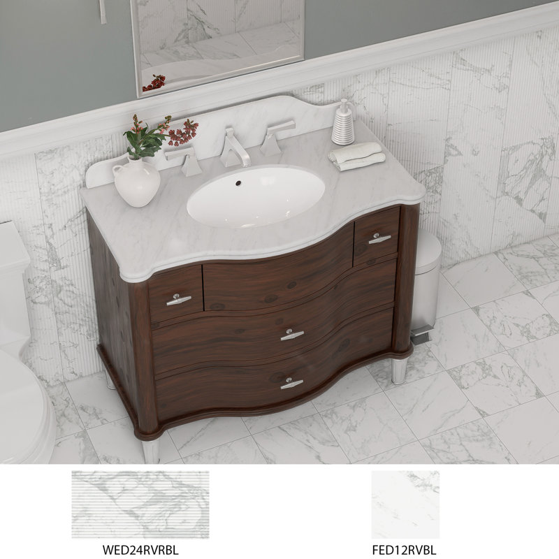 Reve Roseliere Deco 11-3/4 in. x 23-1/2 in. Porcelain Wall Tile, White/Gray