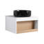 Meuble-lavabo flottant 24 po avec lavabo vasque en marbre noir, meuble-lavabo mural avec tablette ouverte, finition blanche avec décor en bois, conception moderne peu encombrante (livré dans 2 boîtes)-1188878299