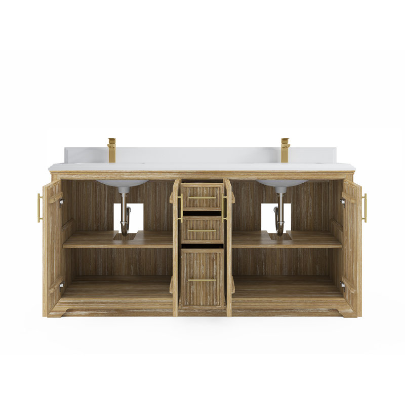 Ensemble de meuble-lavabo double 72 po Emuel, Blanc
