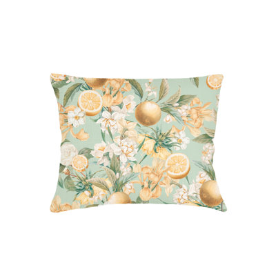 Yellow Lemon Bloom Linen Euro Pillow 26x26 Cover Only
