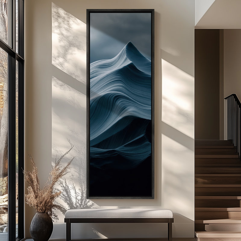 Art mural sur toile montagne - reproduction abstraite minimaliste pour décoration murale moderne, H 60 po x l 20 po, Noir