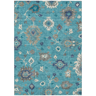 Washable Damask Indoor / Outdoor Rug