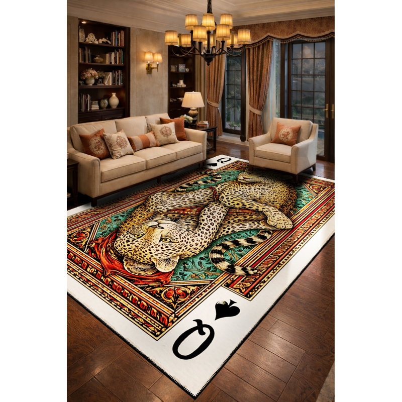 Tapis tissé crème à imprimé tigre Mosso, 3'3" x 9'10"