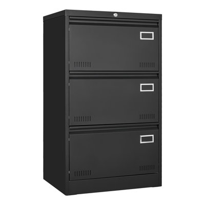 Lockable Filing Cabinet 3 Drawer,  Metal, Storage, Barrier Drawer In Home Office Organization Unit, Large Quiet Slide Rail, -Control Exterior,