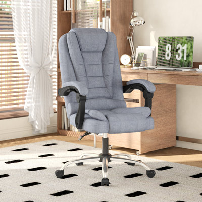 High Back Swivel Office Chair, Executive Chair in Gray Fabric