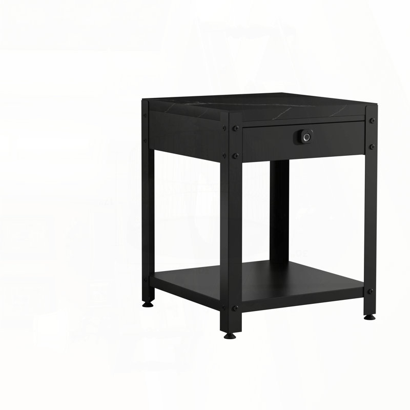 Double couche noire et amp; Table basse en marbre blanc avec compartiment secret Verrouillage d'empreintes digitales - peu encombrant pour les espaces de vie / salle à manger