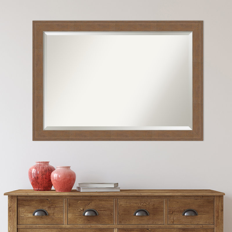 Ariele Flat Wall Mirror, Distressed Brown, 28.62" x 40.62"