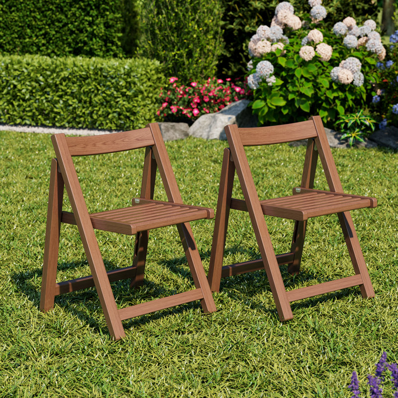 Solid Wood Folding Chair Indoor Outdoor, Space-Saving Portable for Camping & Picnic, 2