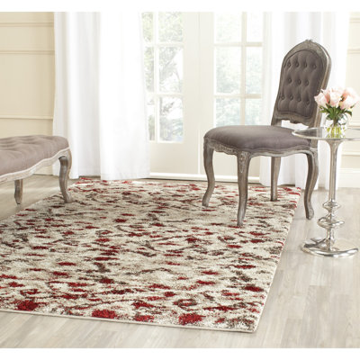 Tapis de zone ivoire/rouge Tibetan Shag