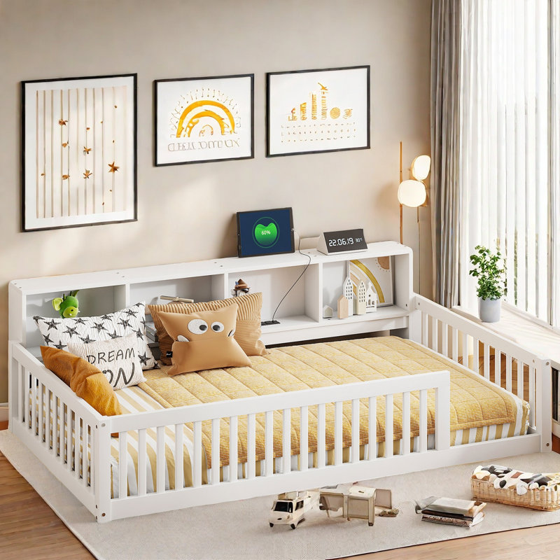 Hinderliter  Bed With Built-in Storage Cabinets And Usb Ports, White