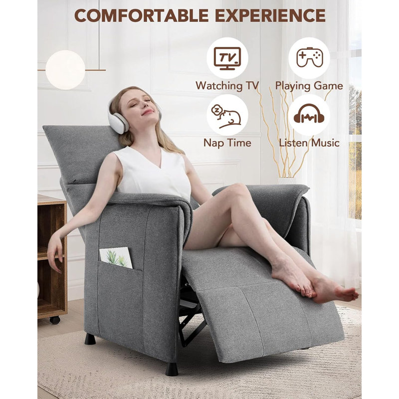 Recliner Chair, Electric Adjustable PU Recliners Home Seating With Remote Control, Modern Reclining Chair With Thick Seat Cushion And Backrest