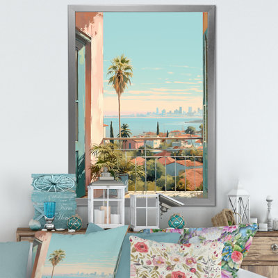 «Vintage Los Angeles Windows View 1 - Floral Window», art mural rétro