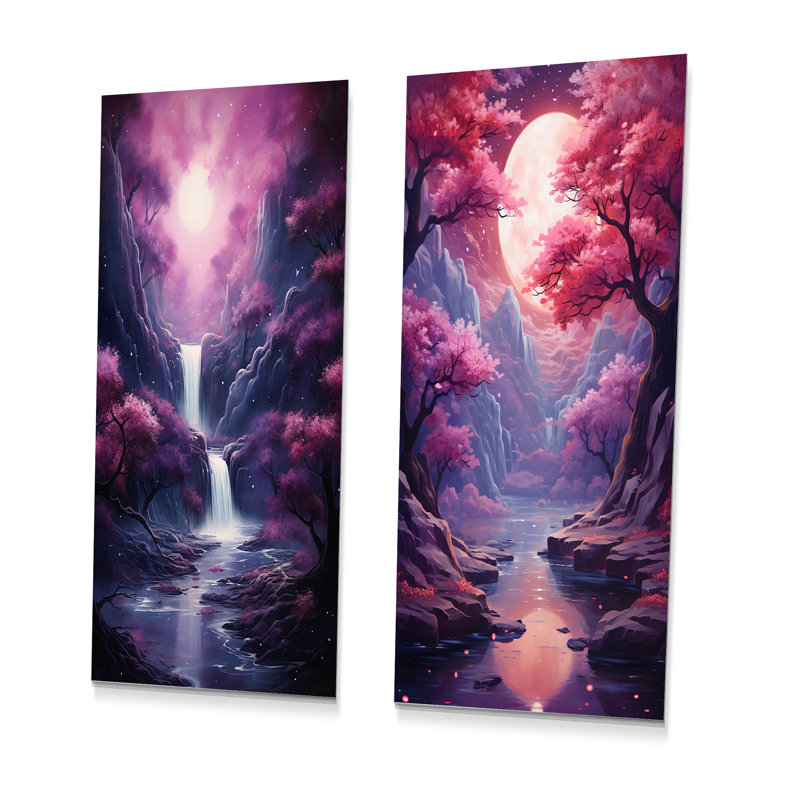 Surréalisme prune cosmique Cascade, H 28 po x l 24 po