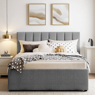 Lit plateforme tapissier classique avec gigogne et éclairage DEL Smart Teddy