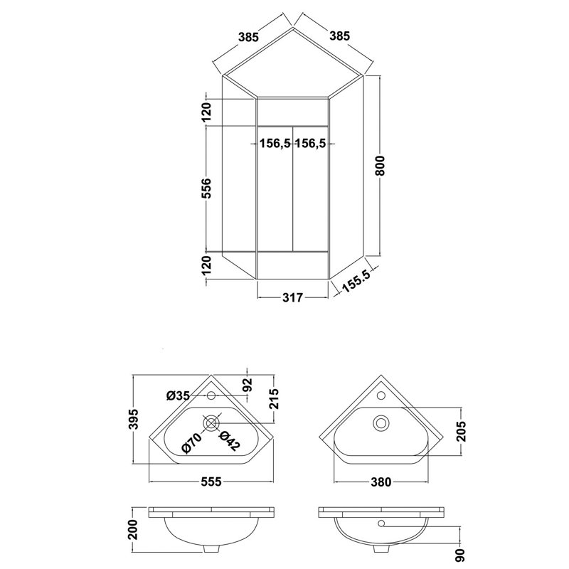 Mayford Mayford Corner Cloakroom Vanity