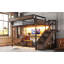 Lit mezzanine industriel en métal avec bureau intégré, bande à DEL et escalier de rangement, lit double avec prise de courant et paniers en filet (sans matelas)-132915801-132915803
