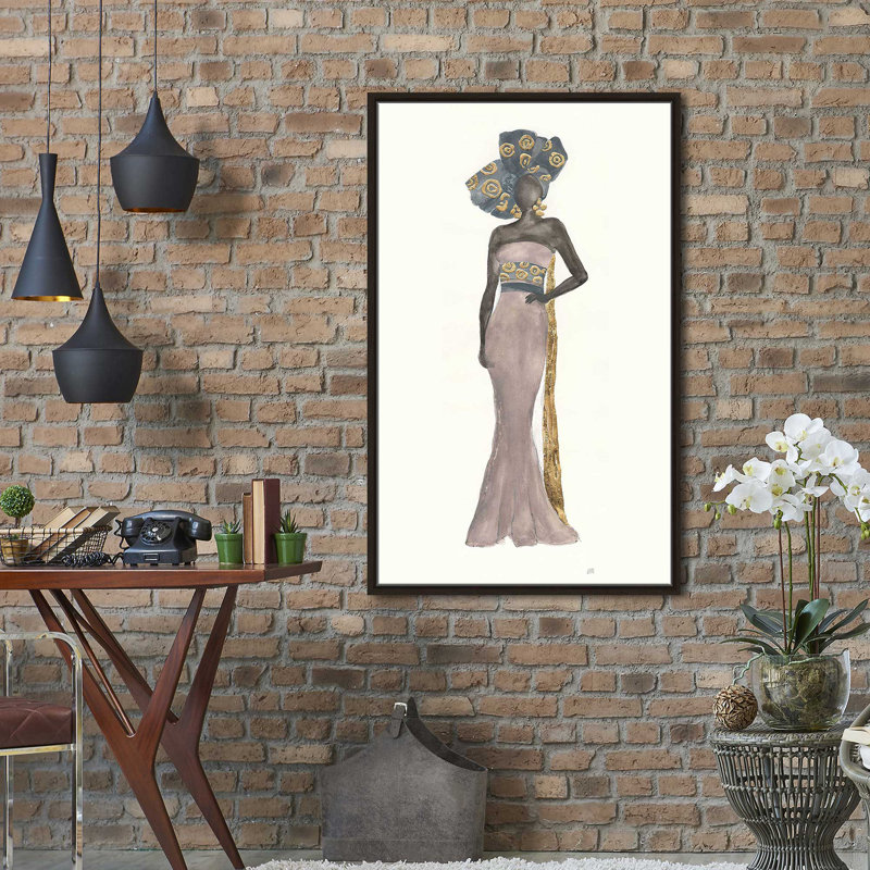 «Global Fashion II» par Chris Paschke - Peinture, H 63,5 po x l 39,5 po x P 2 po, Cadre flottant espresso