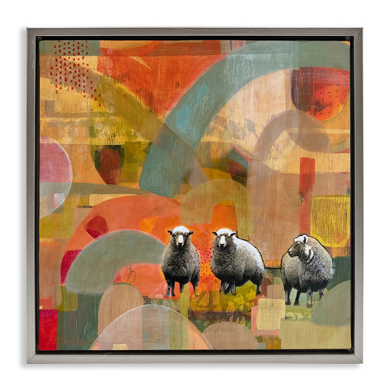 Cadre flottant Counting In My Sheep, design par Dianna Fritzler, Cadre flottant gris lustré, H 18 po x l 18 po