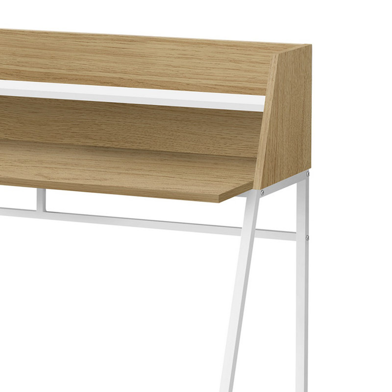 Bureau à domicile Neni, stratifié pierre 47 po, tablette, Brun naturel, Blanc, H 39,25 po x l 47,25 po x P 23,75 po