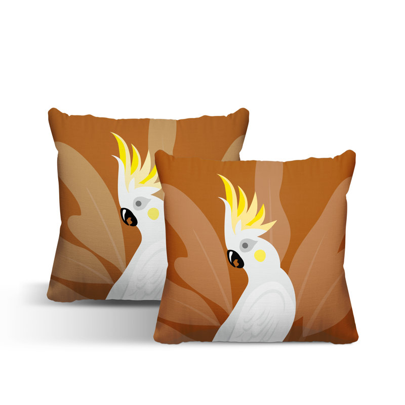 Coussin intérieur / extérieur Catoo Bird, L 17 po x H 17 po, Orange brûlé