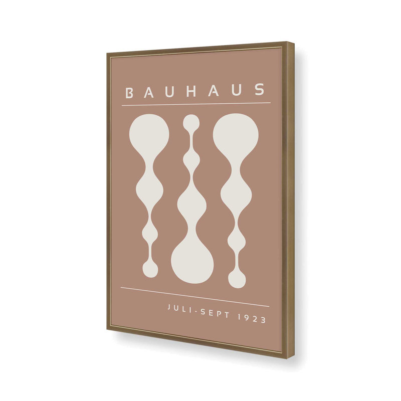 Affiche brune rétro Bauhaus II, Reproduction encadrée sans passe-partout, H 15,25 po x l 12,25 po x P 1,25 po