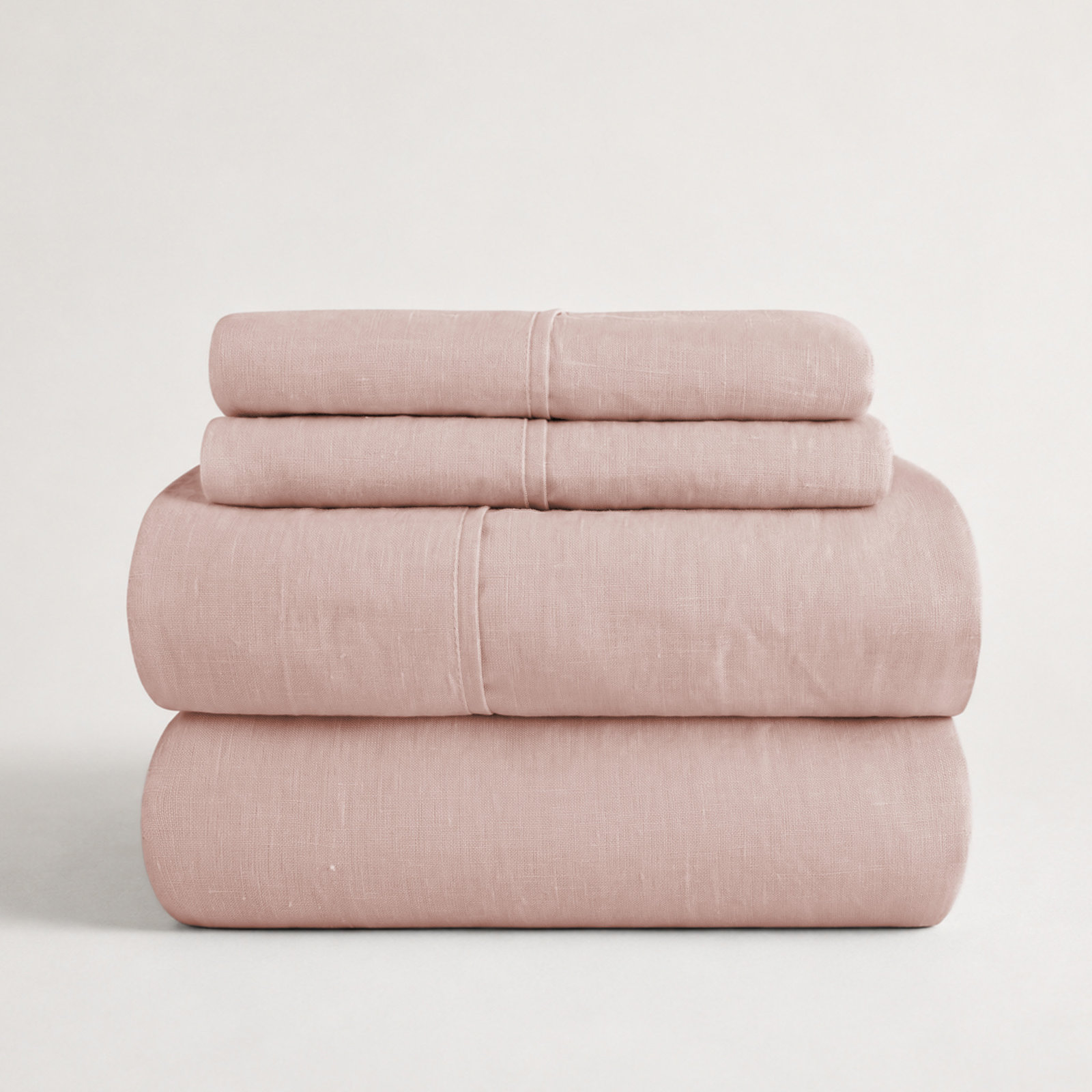 Clara 100% French Linen Sheet Set, King, Misty Rose