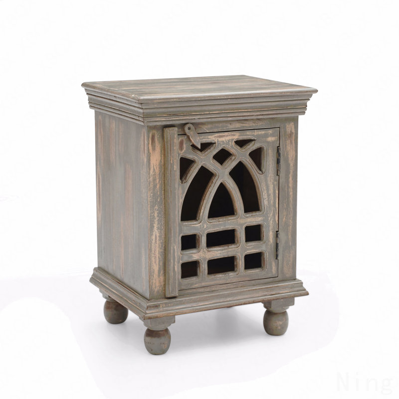Table de chevet en bois gris antique