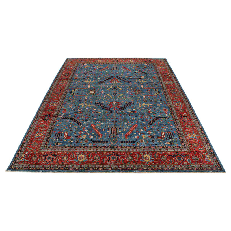 Tapis traditionnel bleu marine et rouge 11 x 14