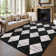 Machine Washable Rugs Distressed Trellis Rug for Living Room Non Slip Stain Resistant Carpet Modern Checkered Farmhouse Floor Cover