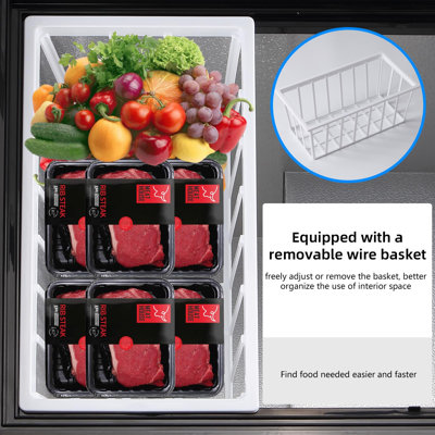 3.5 Cu.Ft Mini Chest Freezer, Small Top‑Open Deep Freezer with 7‑Level Adjustable Temperature, Removable Basket, 38dB Low Noise Freezer for Home Apartment Kitchen Open Garage