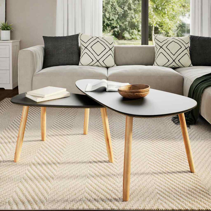 Table basse avec tables gigognes Shebria vidaXL, tables d'appoint avec pieds en bois de pin massif, table de bout de style scandinave pour salon