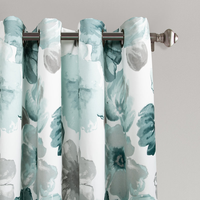 Leah Room Darkening Curtain Pair, Blue, 52"W x 45"L