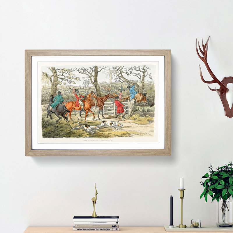 The Hunt by Henry Alken - Picture Frame Painting Print, Oak Framed, 36cm H x 48cm W x 2cm D