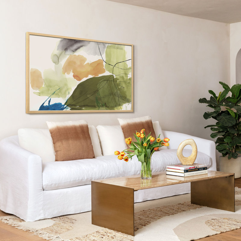 Keven Travertine Coffee Table, Natural and Brass