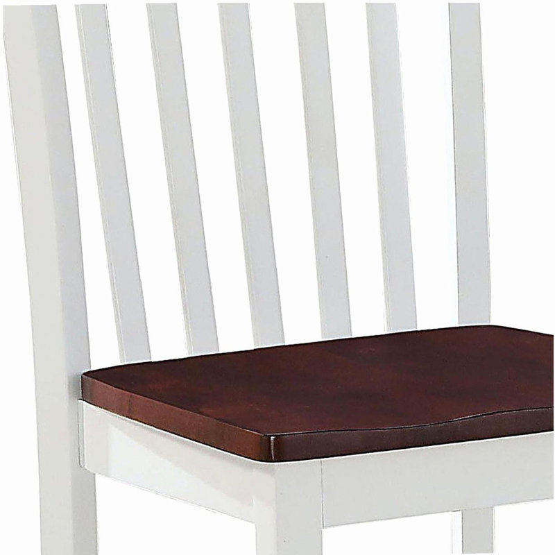 Chaises d'appoint blanches et noyer à dossier à lattes (ensemble de 2)