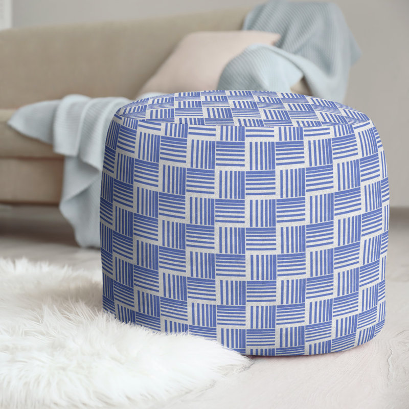 repose-pieds à rayures classic basketweave, Bleu / gris