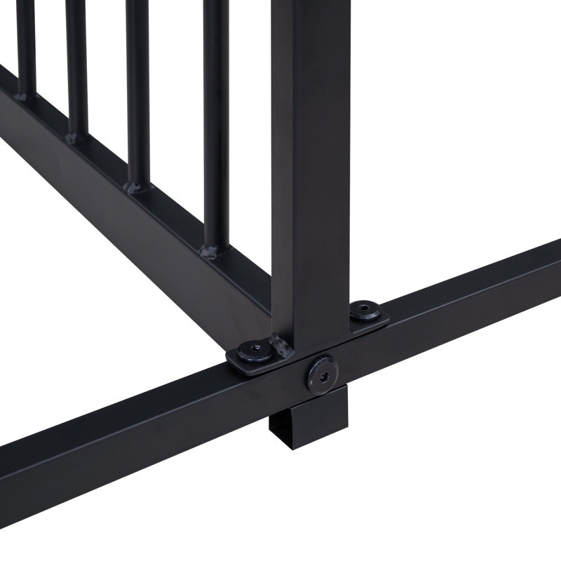 Lit plateforme simple en métal, noir, 21 lits partagés, robuste et protégé, noir et 2, Noir